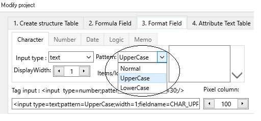 pattern char type field